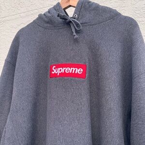 SUPREME CHARCOAL BOX LOGO HOODIE XL